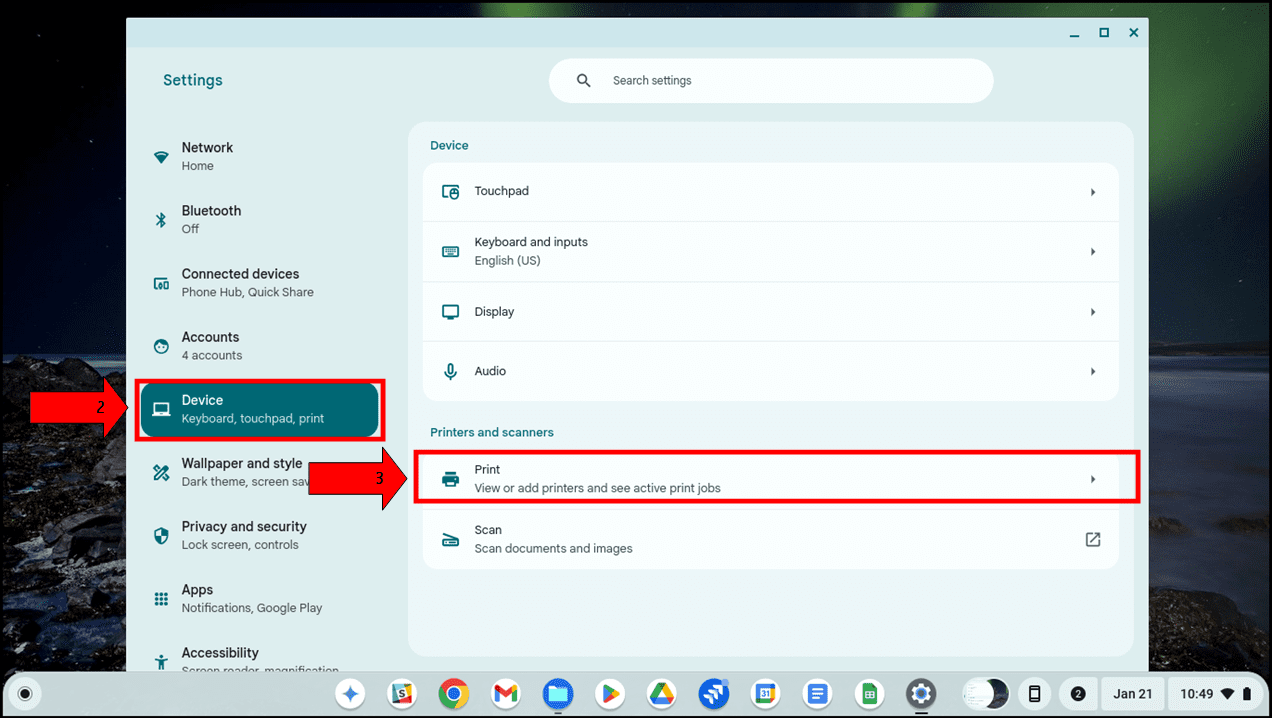Select Device From The Lefthand Menu And Then Click On Print