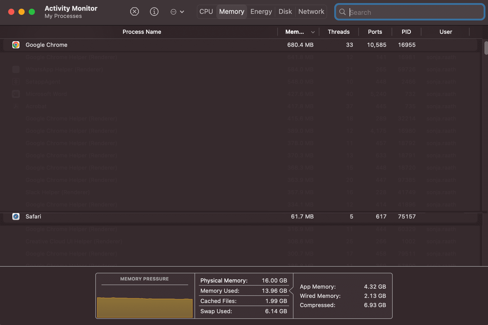 Chrome vs. Safari RAM