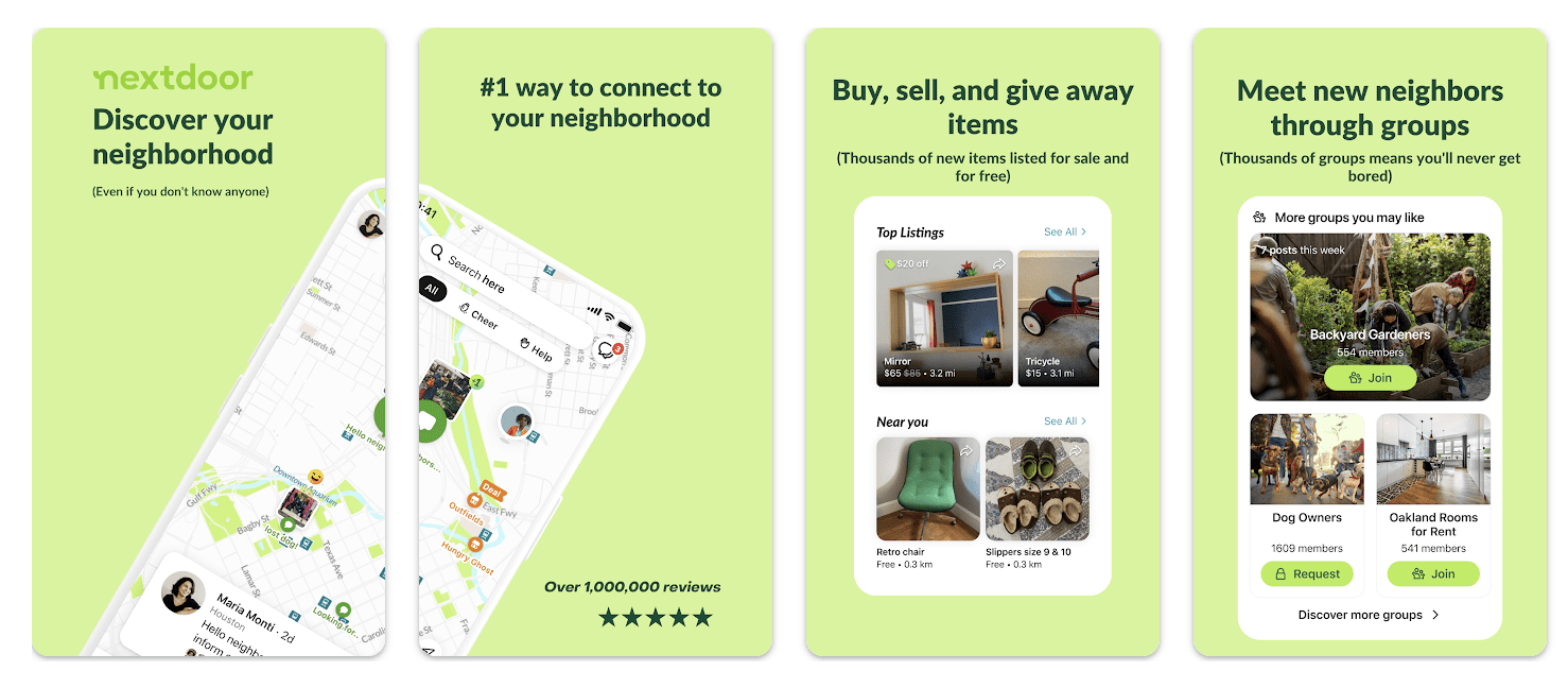 Apps voor vrienden: Nextdoor app interface