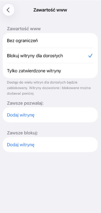 iPhone screen showing how to restrict websites.
