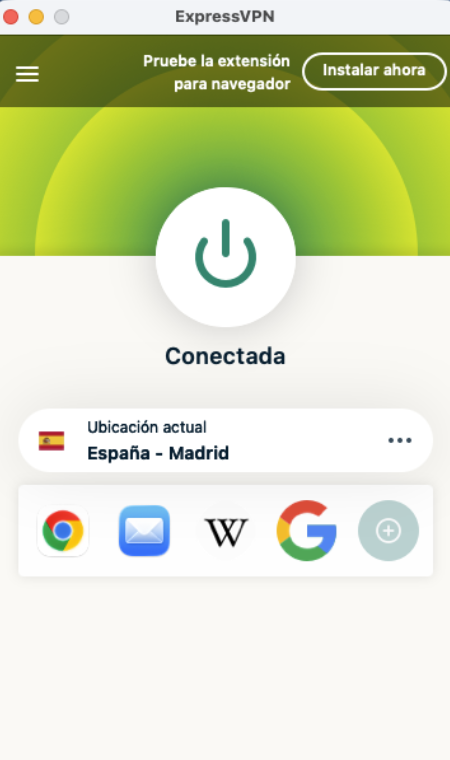ExpressVPN app connected to a VPN server in the U.S.