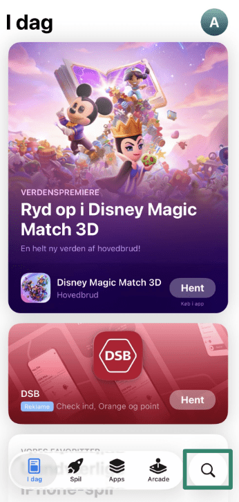 Adgang til App Store på iOS.