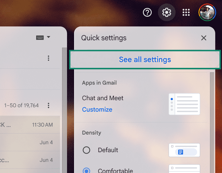 Gmail email settings with the
