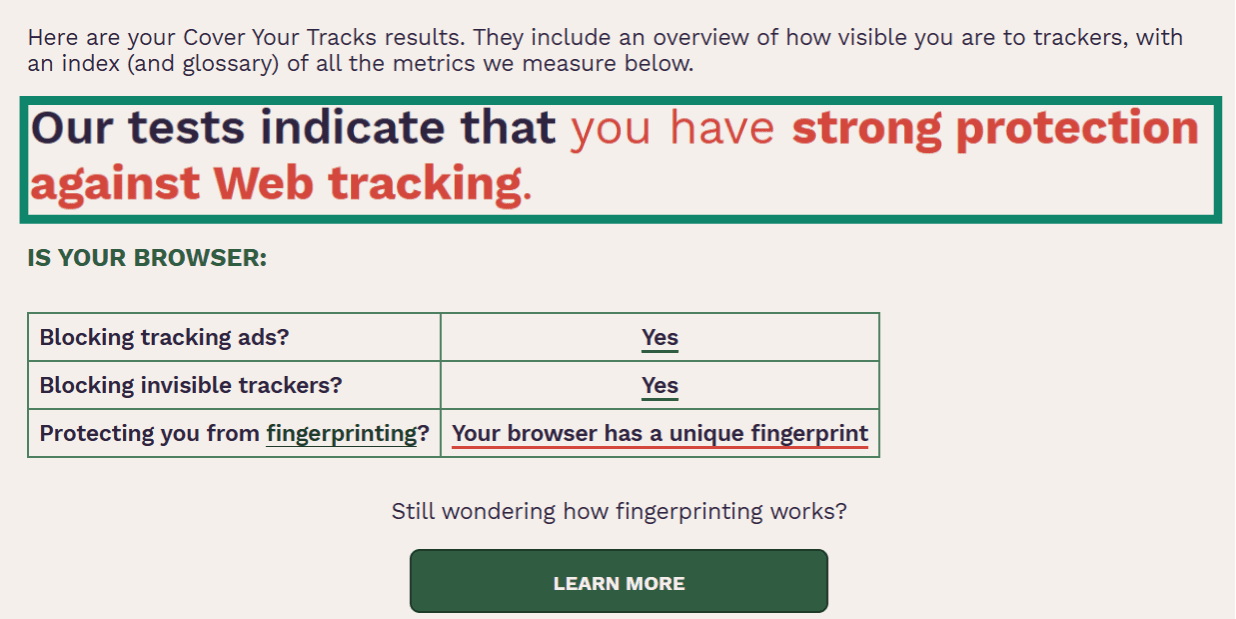 A passing tracker protection test.