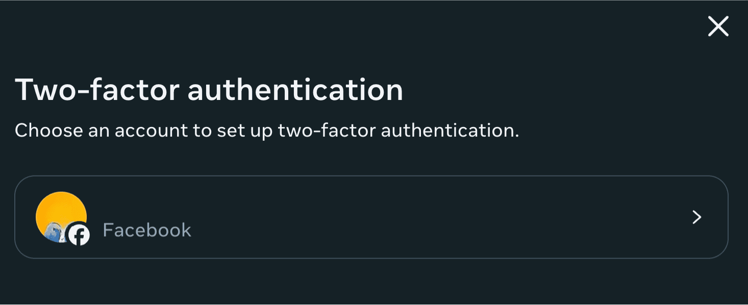 Choosing a Facebook account for password setup.