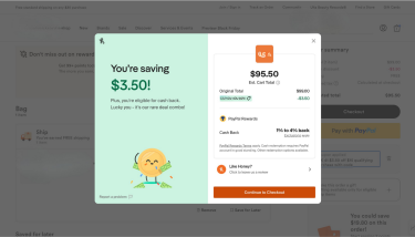 Honey savings screen showing $3.50 discount applied and updated cart total.