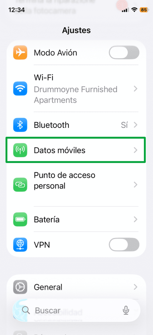 Apple iPhone Settings App showing the Cellular option.