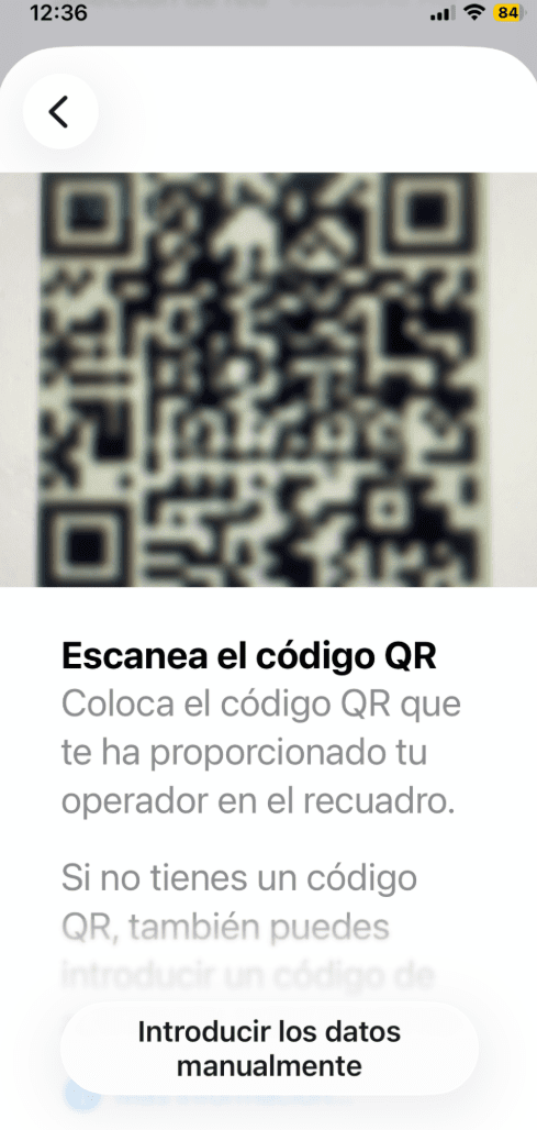 Scan QR code to set up eSIM on iPhone