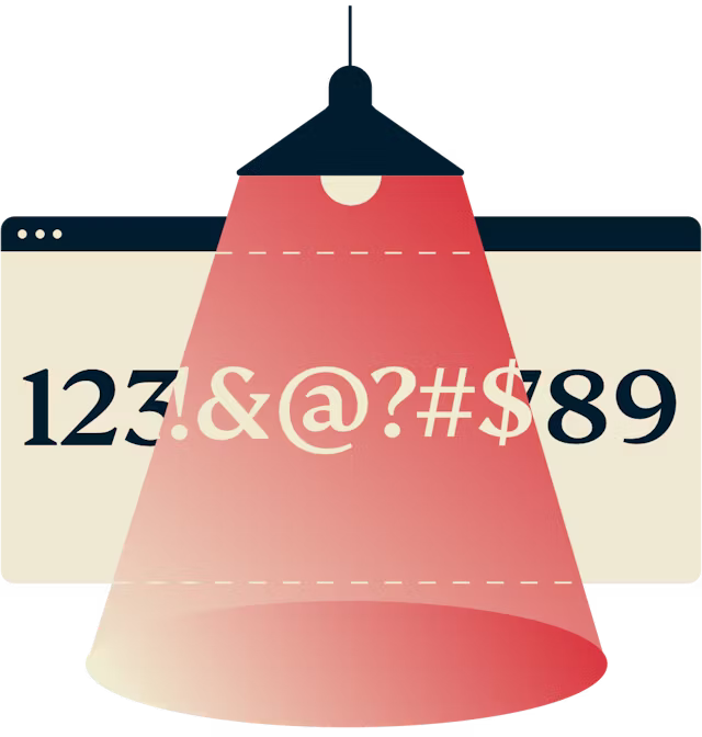 Encrypt your connection: Numbers replaced by random characters on a screen in the light, signifying encryption.