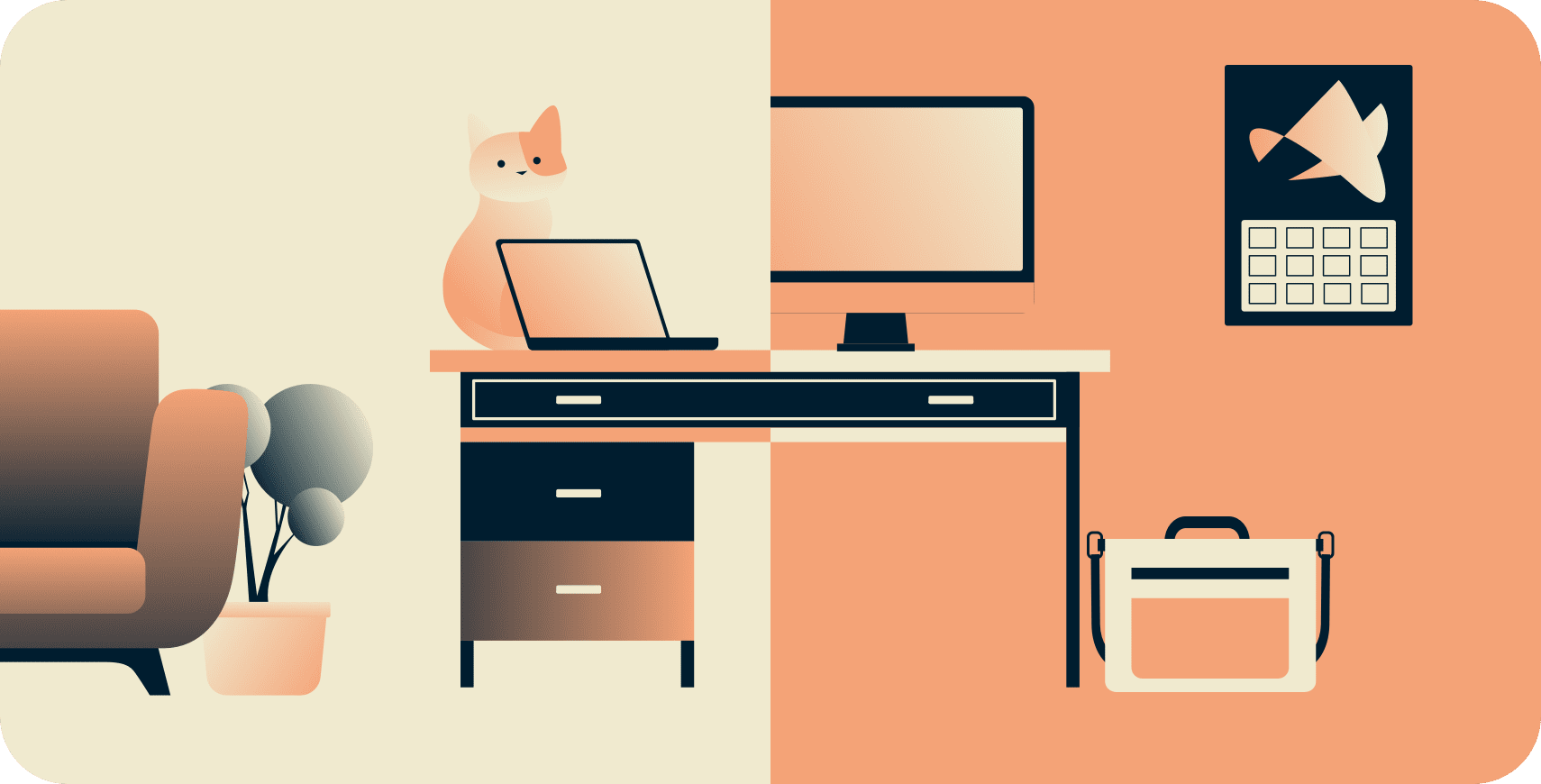 Residential home with a laptop split with an office setup.