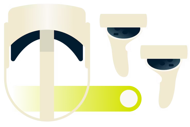 Meta (Oculus) Quest 2 -lasit ja ohjaimet.