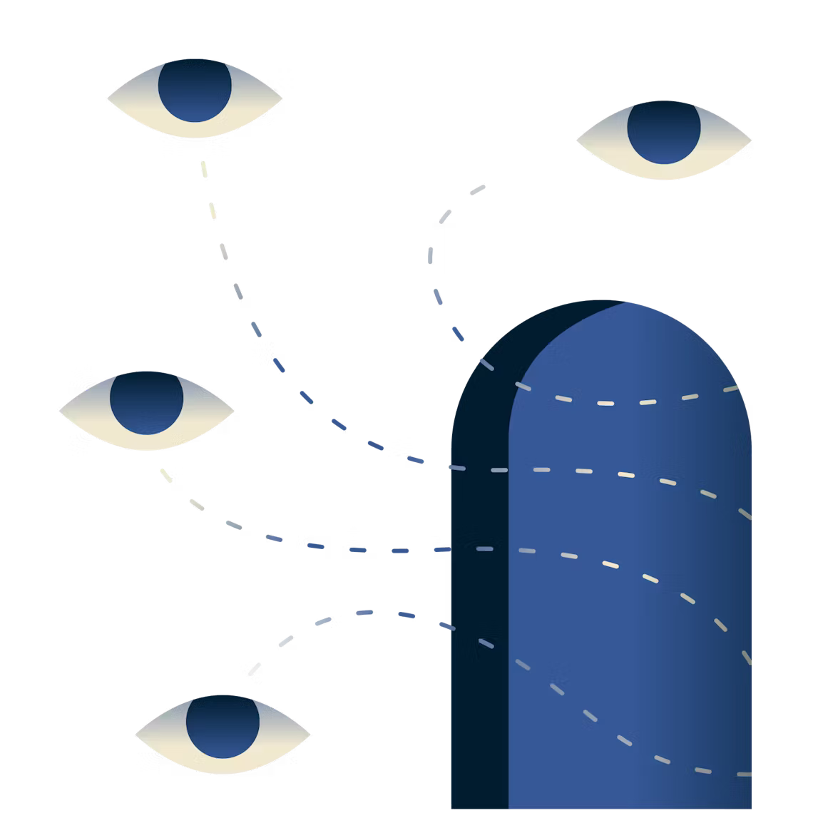Augen, die durch eine Türöffnung schauen.
