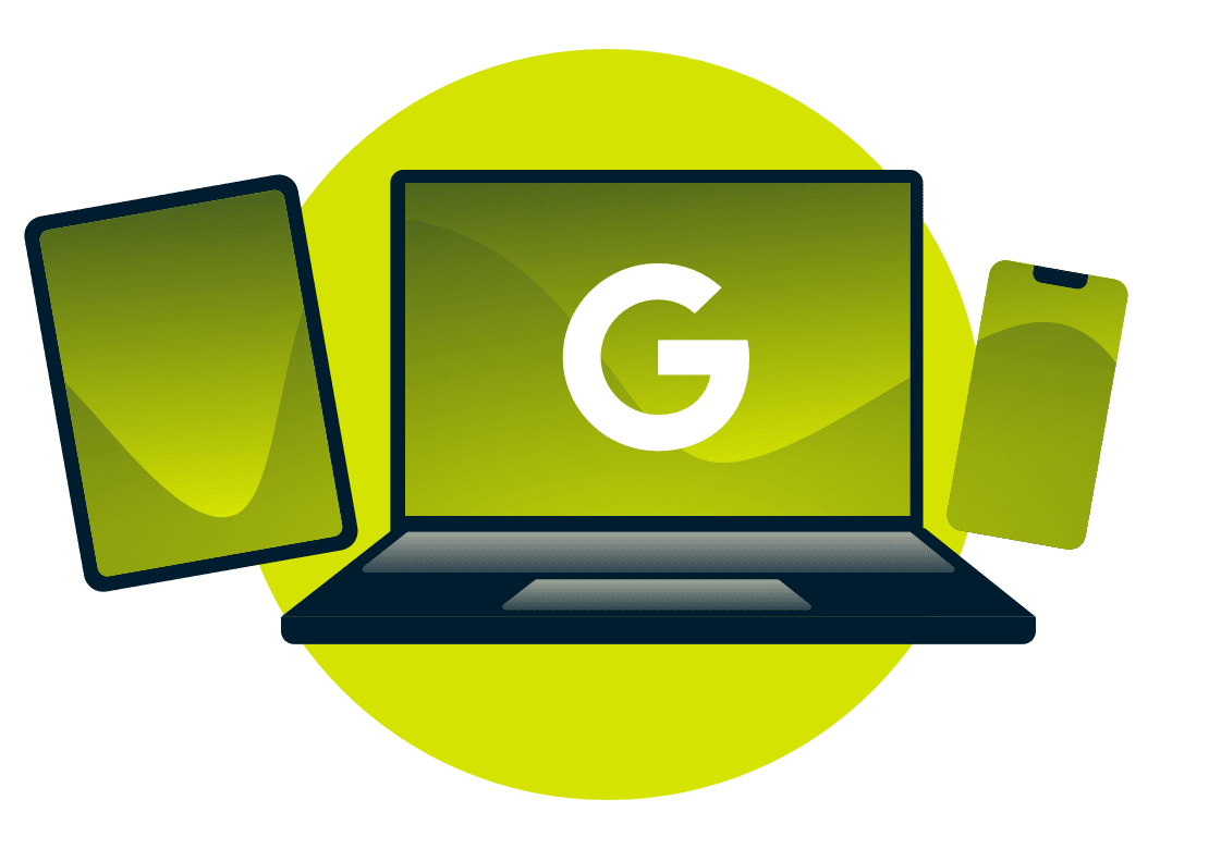 Urządzenia, na których widnieje logo Google.