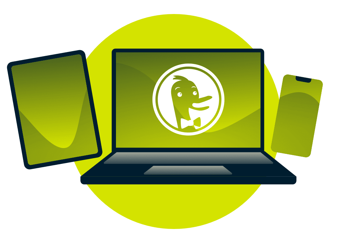 Geräte mit dem DuckDuckGo-Logo-