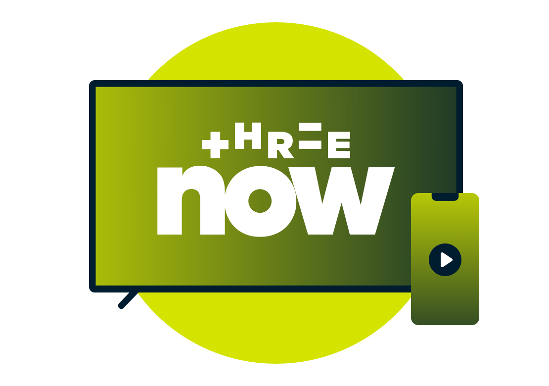 Television and smartphone with ThreeNow logo.