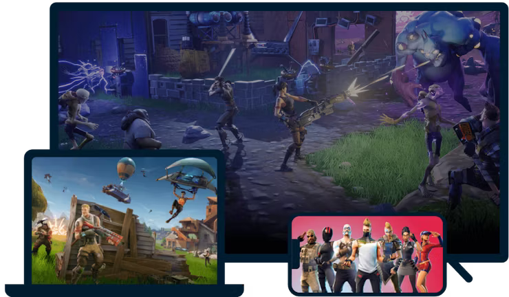 Fortnite erilaisilla laitteilla.