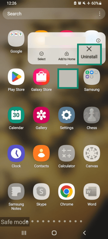 Uninstall app from app library on Android (Samsung).