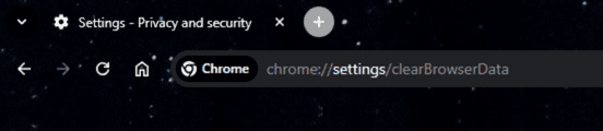 Chrome browser on Windows with the navigation URL for browser data management in the address bar.