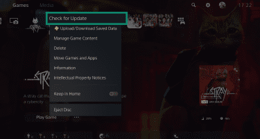 Game updates on PlayStation 5.