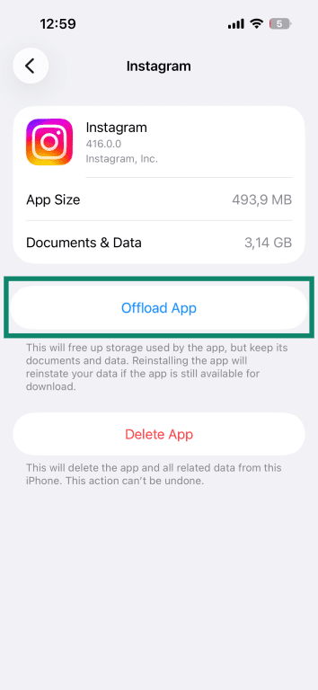 How to offload an app on iPhone.