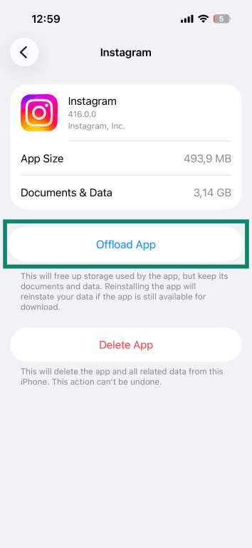 How to offload an app on iPhone.