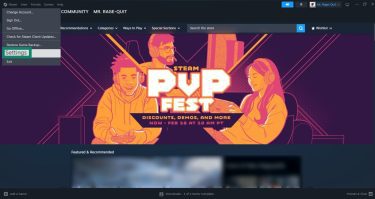 Steam main dashboard interface on Windows.