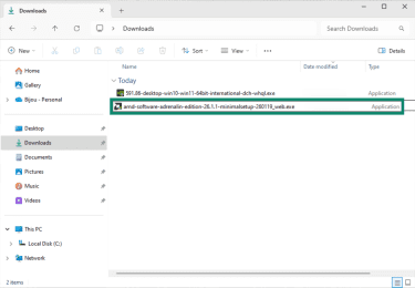 Running an .exe file to install a driver.