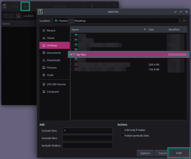 Adding files to a new Linux ZIP folder.