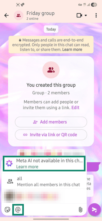Meta AI not available in this chat.
