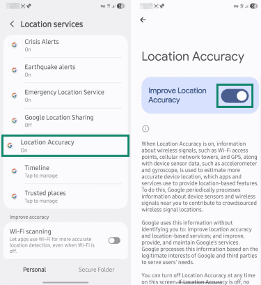 How to enable Android location services.