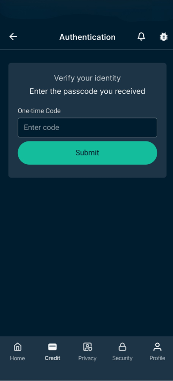 The Identity Defender one-time verification code.