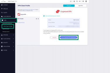 The VPN Client Profile page on the Fortify Admin Panel